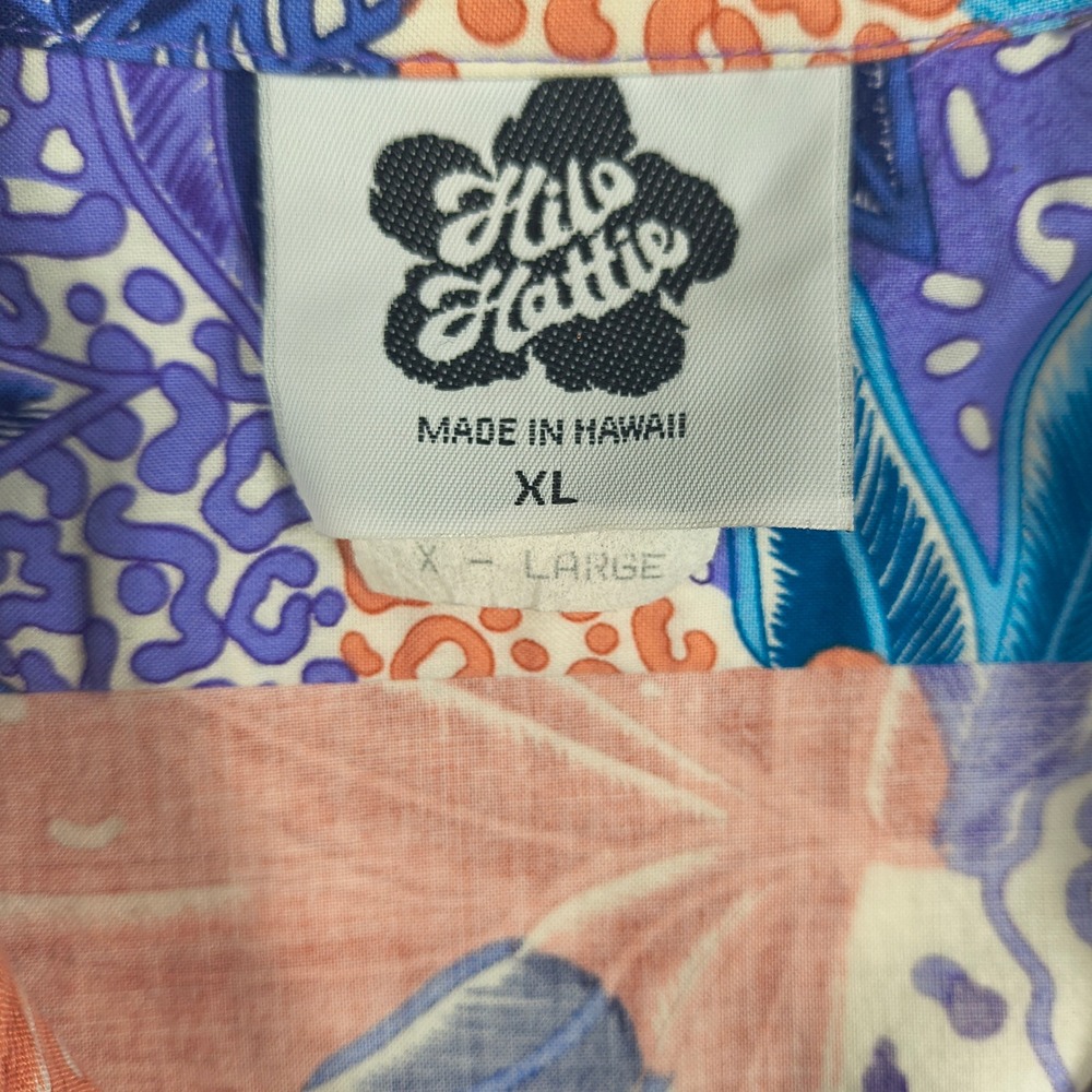 Hilo Hattie Mens XL Hawaiian Shirt Purple Leopard Jungle Print Hawaii 559 - Picture 4 of 9
